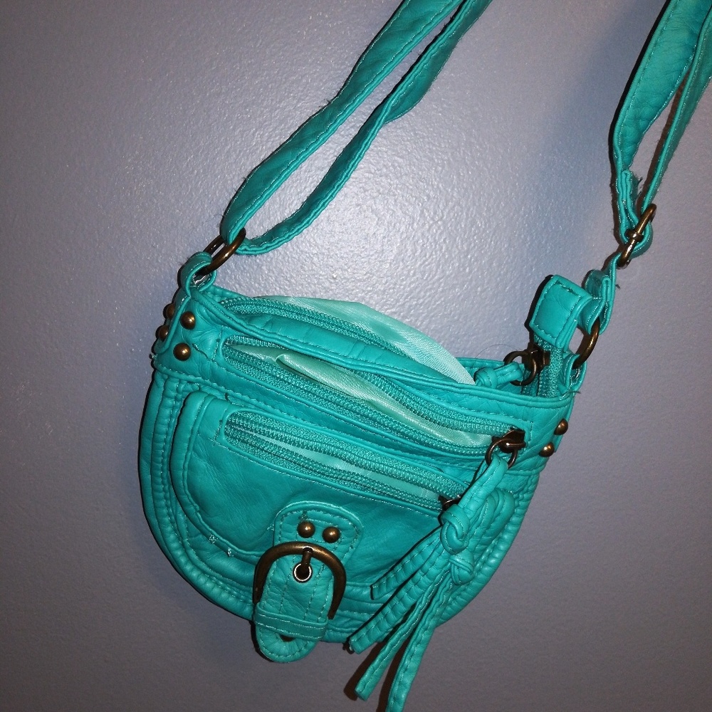 Teal over the shoulder purse